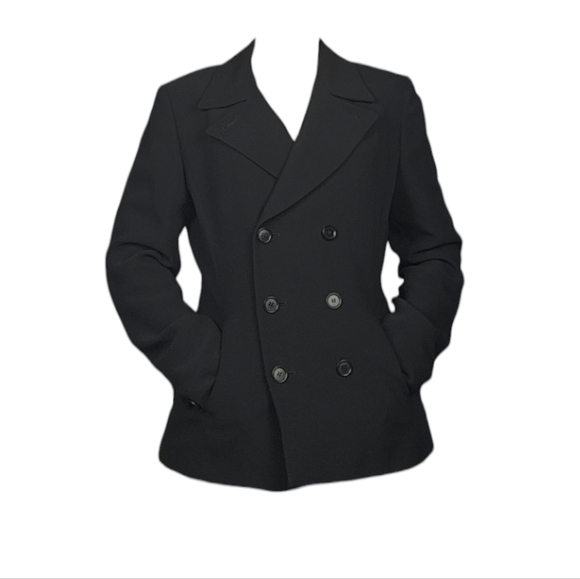 Max Mara Double Breasted  Black Blazer Jacket Wool Blend Size 12 Made In Italy - Picture 5 of 13